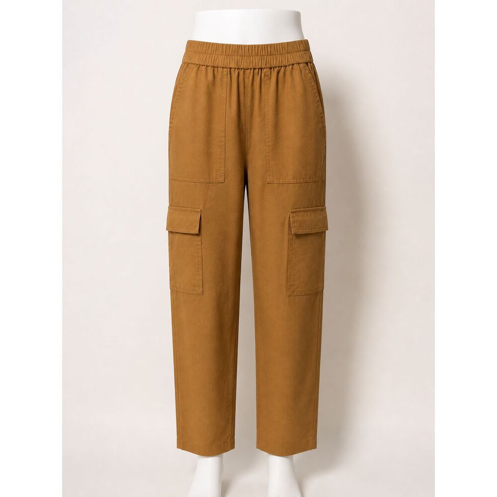 A New Day Dark Tan Cargo Pants XS NWT Pull-On Elastic Waist Utility Pockets